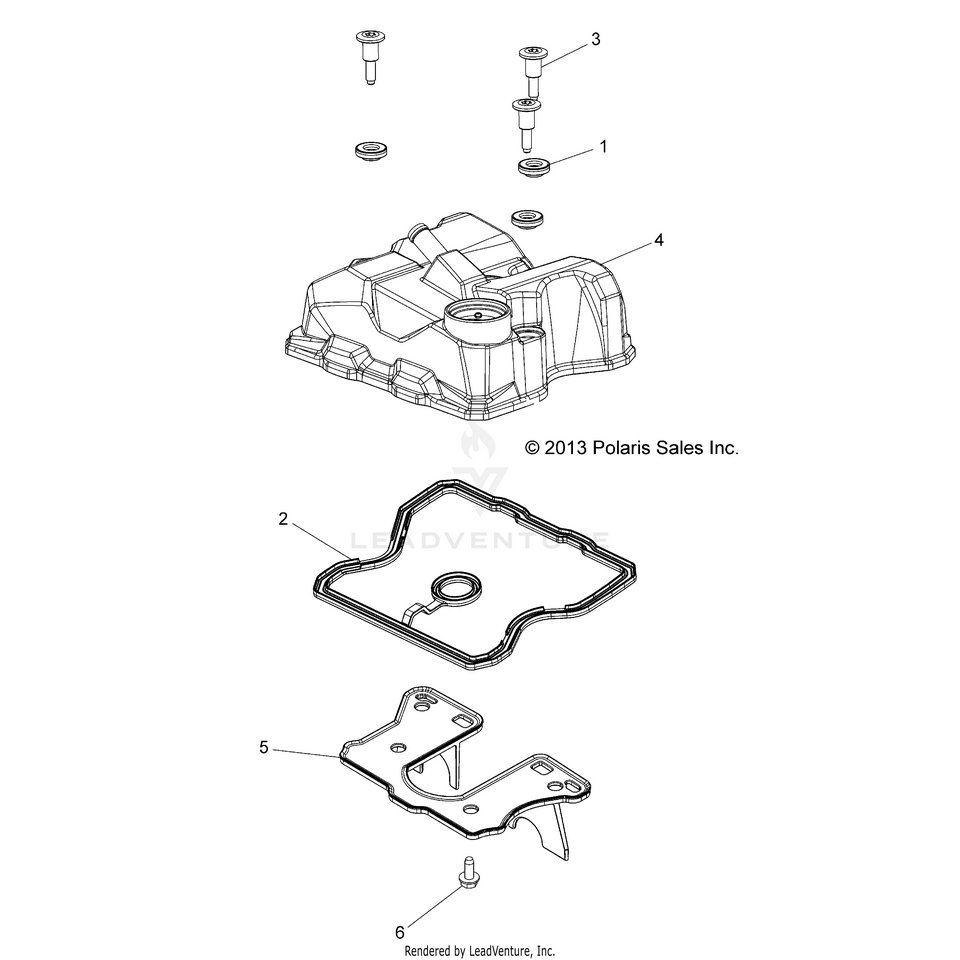 An Image of a Genuine Polaris Parts Schematic Diagram showing the schematic - ENGINE: VALVE COVER - 2016 POLARIS RANGER ETX