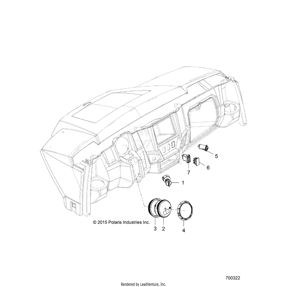 An Image of a Genuine Polaris Parts Schematic Diagram showing the schematic - ELECTRICAL: DASH INSTRUMENTS & CONTROLS - 2019 POLARIS RANGER CREW 570
