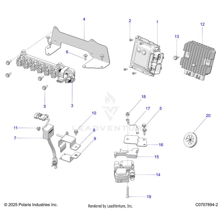 An Image of a Genuine Polaris Parts Schematic Diagram showing the schematic - ELECTRICAL: COMPONENTS AND OPTIONS - 2025 POLARIS GENERAL XP 1000 SPORT