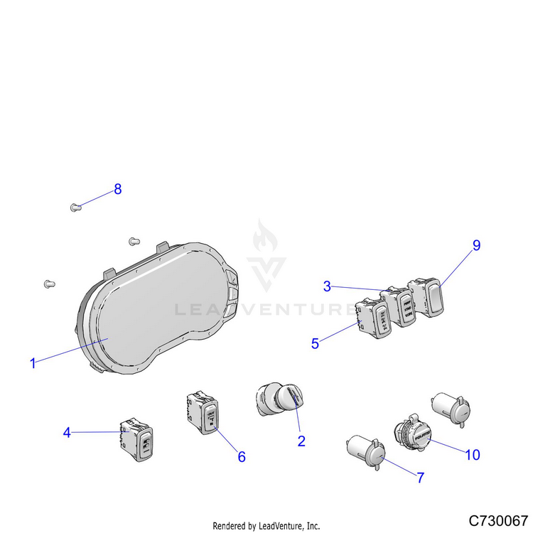 An Image of a Genuine Polaris Parts Schematic Diagram showing the schematic - ELECTRICAL: DASH INSTRUMENTS - 2021 POLARIS RANGER CREW XP 1000 BIG GAME EVAP