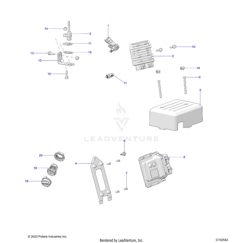 An Image of a Genuine Polaris Parts Schematic Diagram showing the schematic - ELECTRICAL: SENSORS MODULES & SWITCHES 2 - 2025 POLARIS RANGER 150 EFI MD