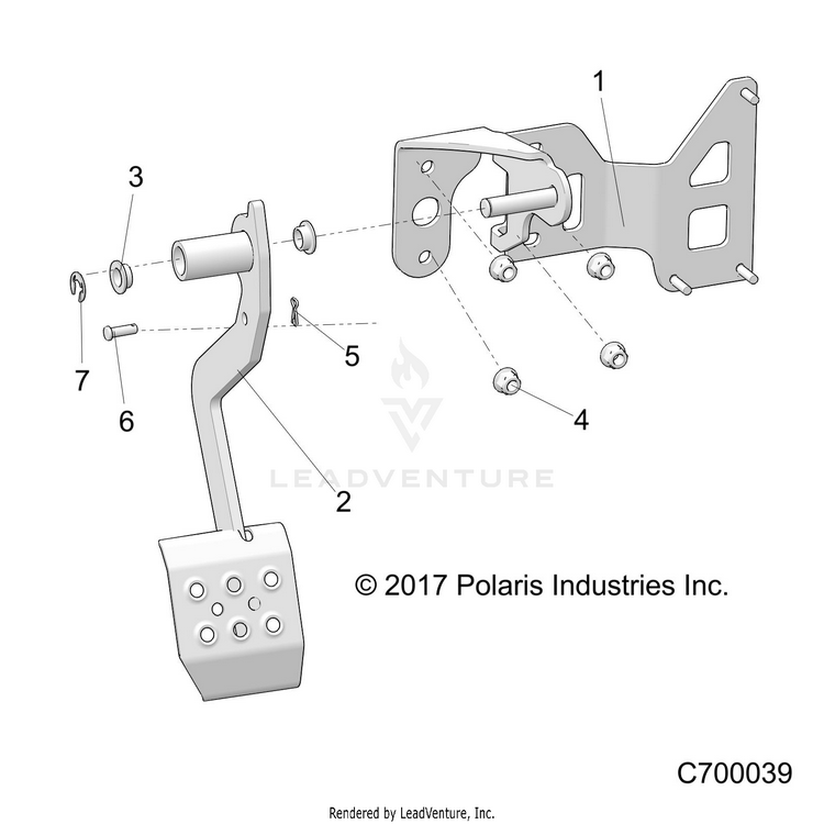 An Image of a Genuine Polaris Parts Schematic Diagram showing the schematic - BRAKES: PEDAL - 2020 POLARIS RANGER XP 1000 NORTHSTAR ULTIMATE