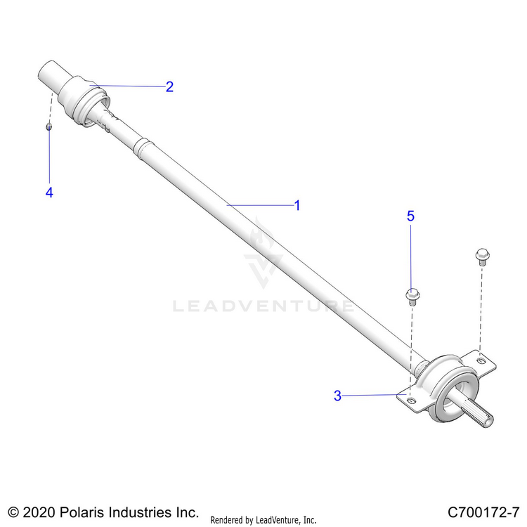 An Image of a Genuine Polaris Parts Schematic Diagram showing the schematic - DRIVE TRAIN: REAR PROP SHAFT - 2023 POLARIS GENERAL XP 1000 PREMIUM