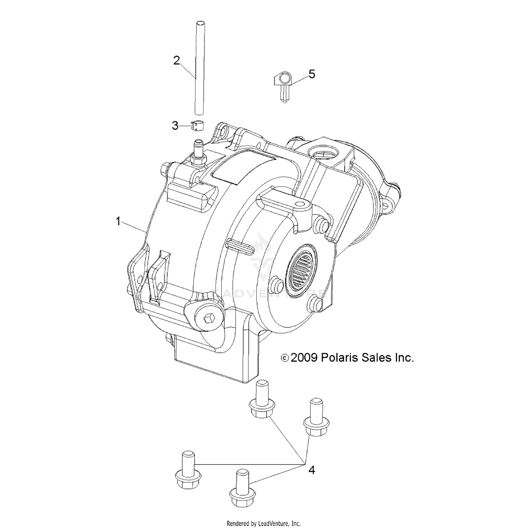An Image of a Genuine Polaris Parts Schematic Diagram showing the schematic - DRIVE TRAIN: FRONT GEARCASE MOUNTING - 2016 POLARIS RANGER 570