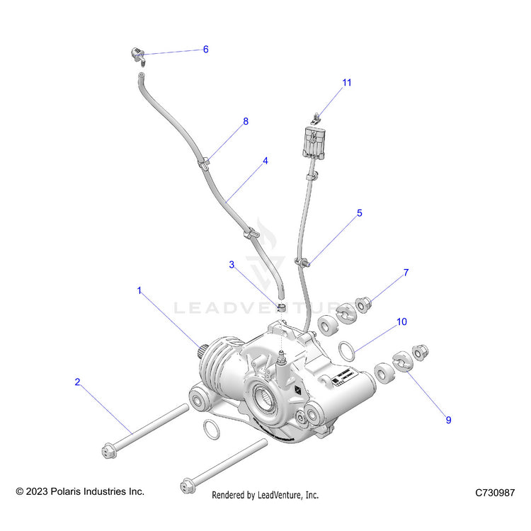 An Image of a Genuine Polaris Parts Schematic Diagram showing the schematic - DRIVE TRAIN: FRONT GEARCASE MOUNTING - 2026 POLARIS RANGER XD 1500 NORTHSTAR MOUNTAINEER EDITION