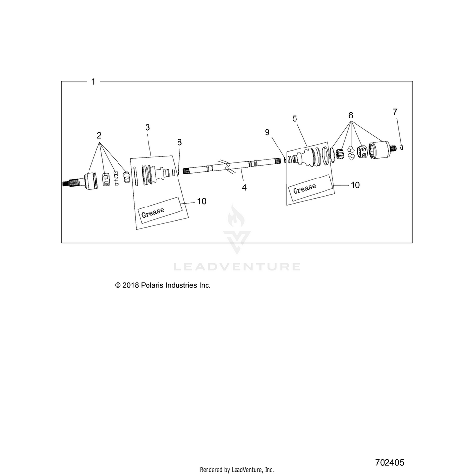 An Image of a Genuine Polaris Parts Schematic Diagram showing the schematic - DRIVE TRAIN: REAR HALF SHAFT - 2023 POLARIS RANGER CREW XP 1000 NORTHSTAR ULTIMATE