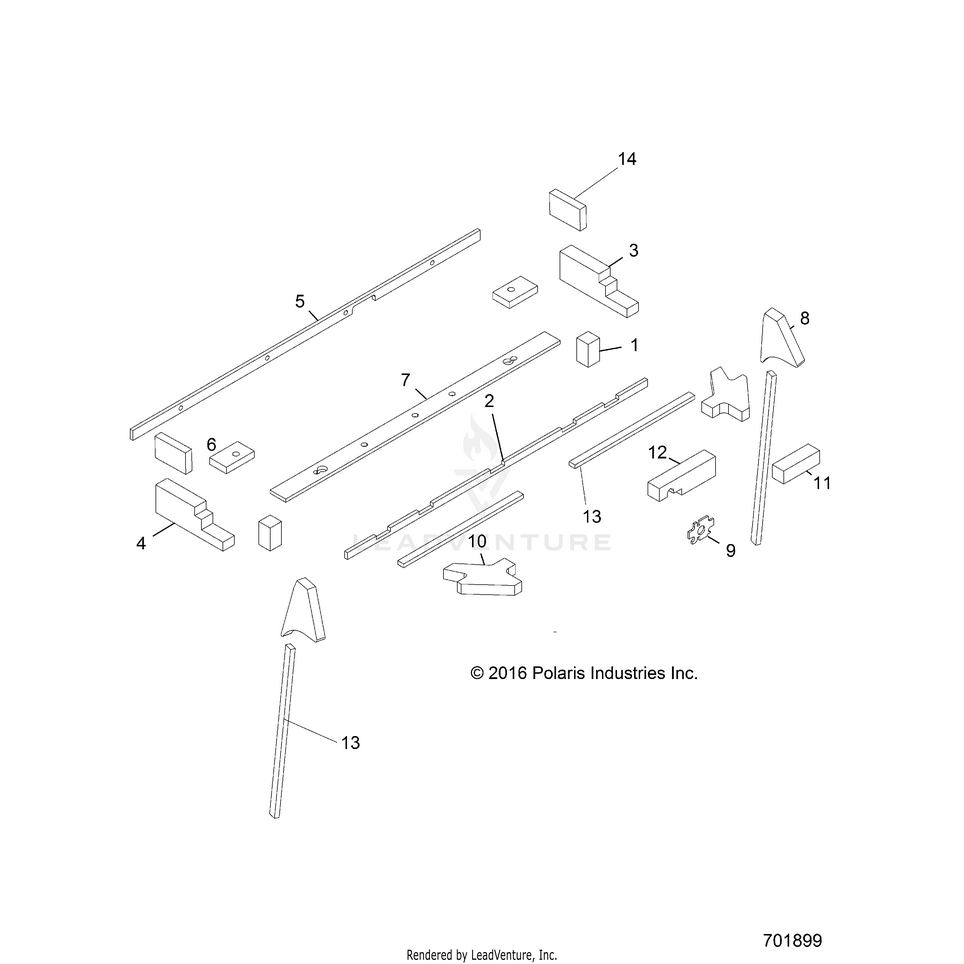 An Image of a Genuine Polaris Parts Schematic Diagram showing the schematic - BODY: SEALING FOAM - 2017 POLARIS RANGER XP 1000