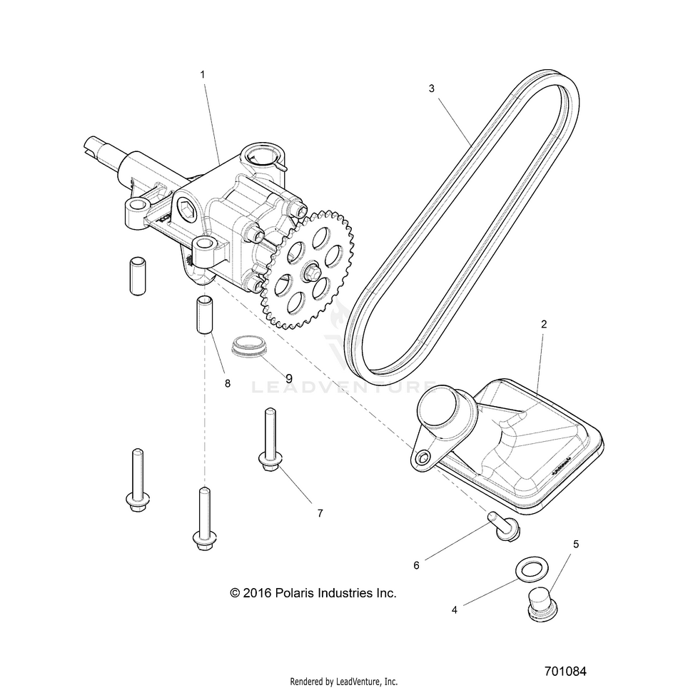 An Image of a Genuine Polaris Parts Schematic Diagram showing the schematic - ENGINE: OIL PUMP - 2017 POLARIS GENERAL 1000 EPS