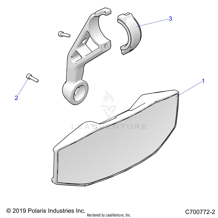 An Image of a Genuine Polaris Parts Schematic Diagram showing the schematic - ACCESSORY: MIRROR REAR - 2021 POLARIS GENERAL XP 4 1000 DELUXE