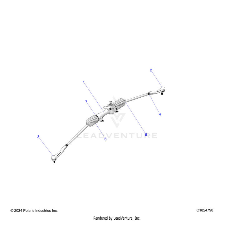 An Image of a Genuine Polaris Parts Schematic Diagram showing the schematic - STEERING: STEERING GEARBOX. - 2021 POLARIS RANGER CREW 1000 EPS EVAP