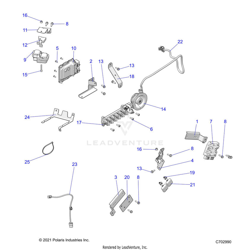 An Image of a Genuine Polaris Parts Schematic Diagram showing the schematic - ELECTRICAL: WIRE HARNESS COMPONENTS - 2022 POLARIS RANGER CREW XP 1000 BIG GAME EVAP