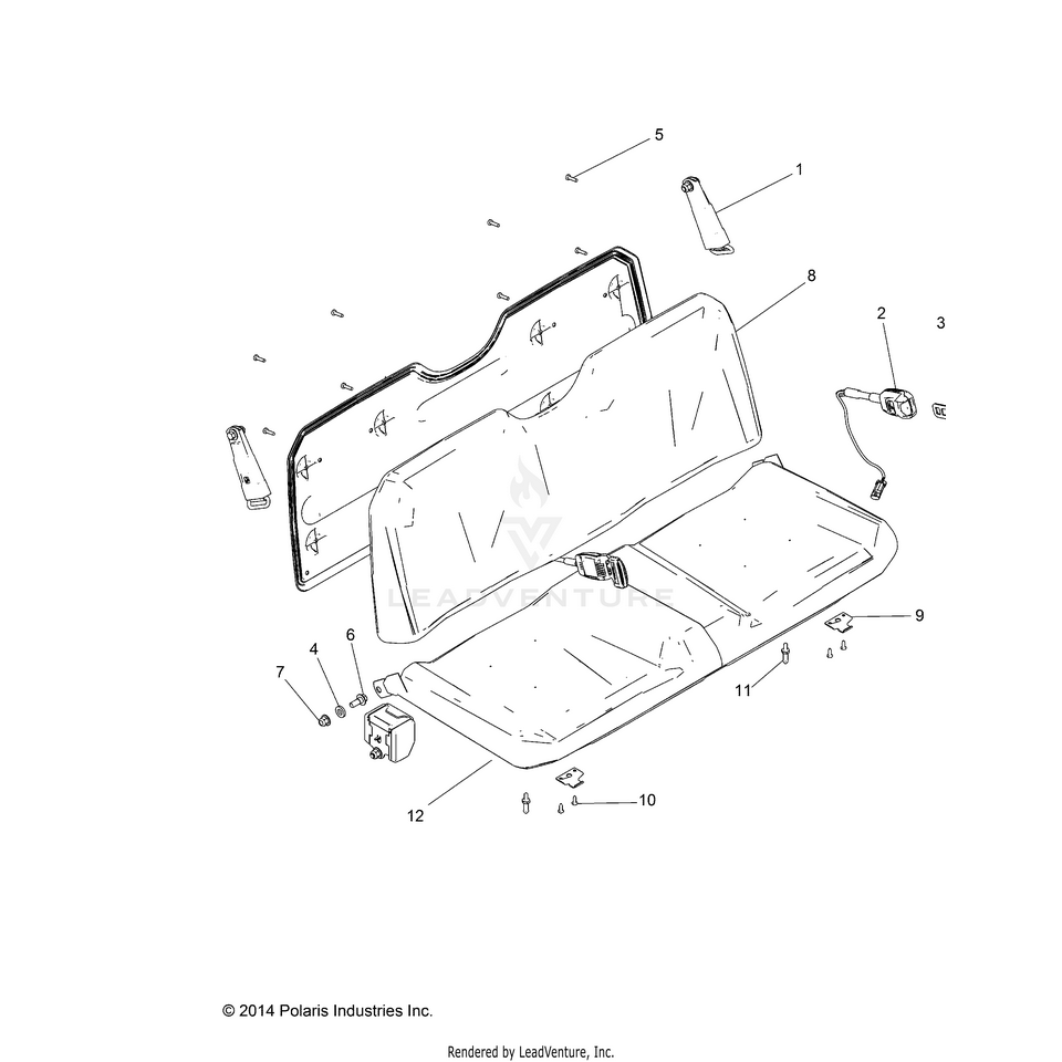 An Image of a Genuine Polaris Parts Schematic Diagram showing the schematic - BODY: SEAT & BELTS - 2015 POLARIS RANGER 570/EPS