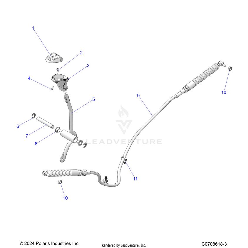An Image of a Genuine Polaris Parts Schematic Diagram showing the schematic - DRIVE TRAIN: GEAR SELECTOR - 2025 POLARIS XPEDITION XP NORTHSTAR