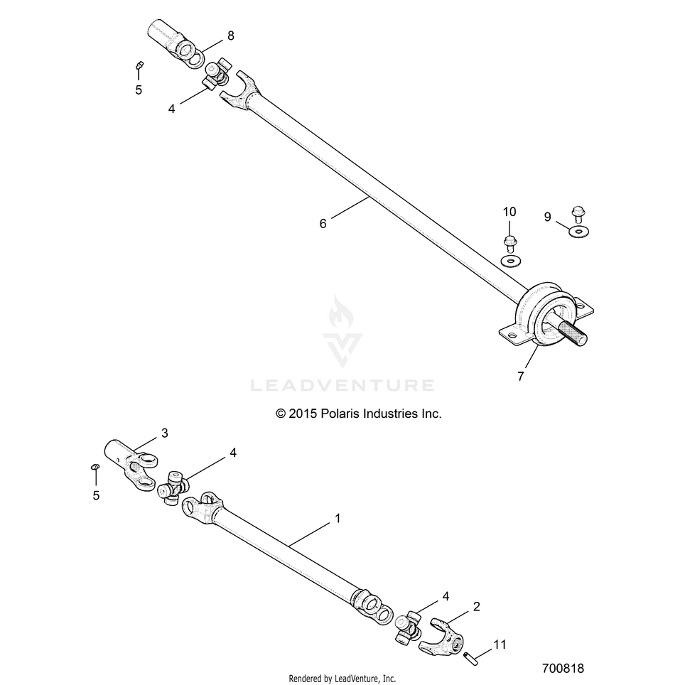 An Image of a Genuine Polaris Parts Schematic Diagram showing the schematic - DRIVE TRAIN: FRONT PROP SHAFT - 2017 POLARIS GENERAL 1000 EPS