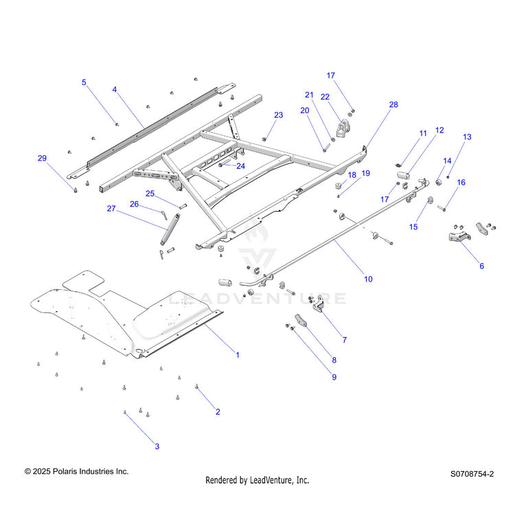 An Image of a Genuine Polaris Parts Schematic Diagram showing the schematic - BODY: BOX MOUNTING - 2026 POLARIS RANGER 1000 EPS