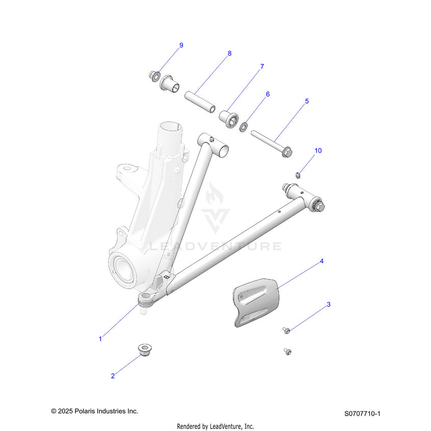 An Image of a Genuine Polaris Parts Schematic Diagram showing the schematic - SUSPENSION: FRONT A-ARMS - 2026 POLARIS RANGER 500