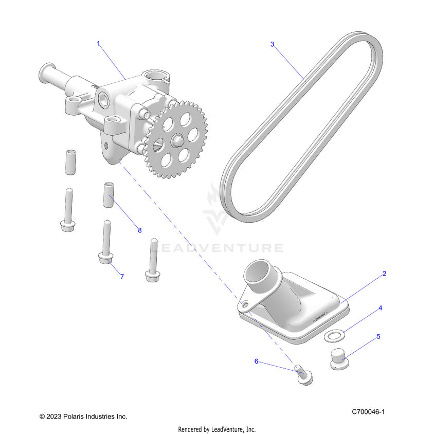 An Image of a Genuine Polaris Parts Schematic Diagram showing the schematic - ENGINE: OIL PUMP - 2024 POLARIS RANGER 1000 XP CREW