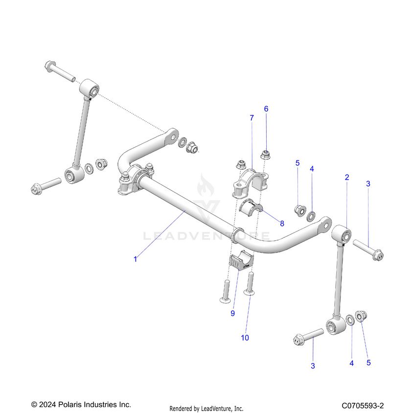 An Image of a Genuine Polaris Parts Schematic Diagram showing the schematic - SUSPENSION: FRONT STABILIZER BAR - 2024 POLARIS XPEDITION XP NORTHSTAR