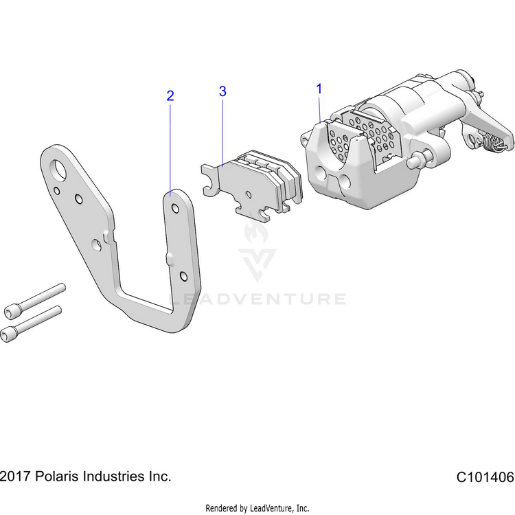 An Image of a Genuine Polaris Parts Schematic Diagram showing the schematic - BRAKES: REAR CALIPER - 2020 POLARIS RANGER 150 EFI