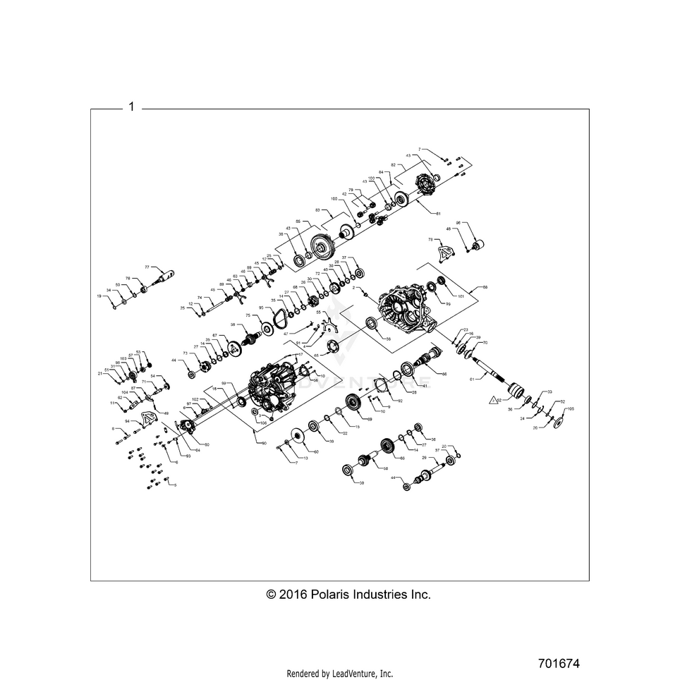An Image of a Genuine Polaris Parts Schematic Diagram showing the schematic - DRIVE TRAIN: MAIN GEARCASE INTERNALS - 2017 POLARIS RANGER 1000 DIESEL