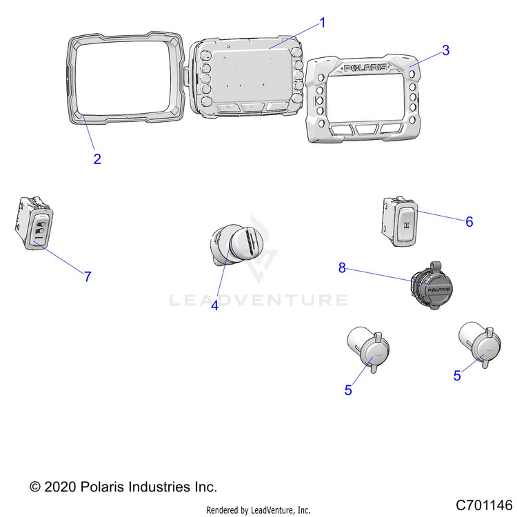 An Image of a Genuine Polaris Parts Schematic Diagram showing the schematic - ELECTRICAL: DASH INSTRUMENTS - 2022 POLARIS RANGER 1000 PREMIUM EPS FULL SIZE