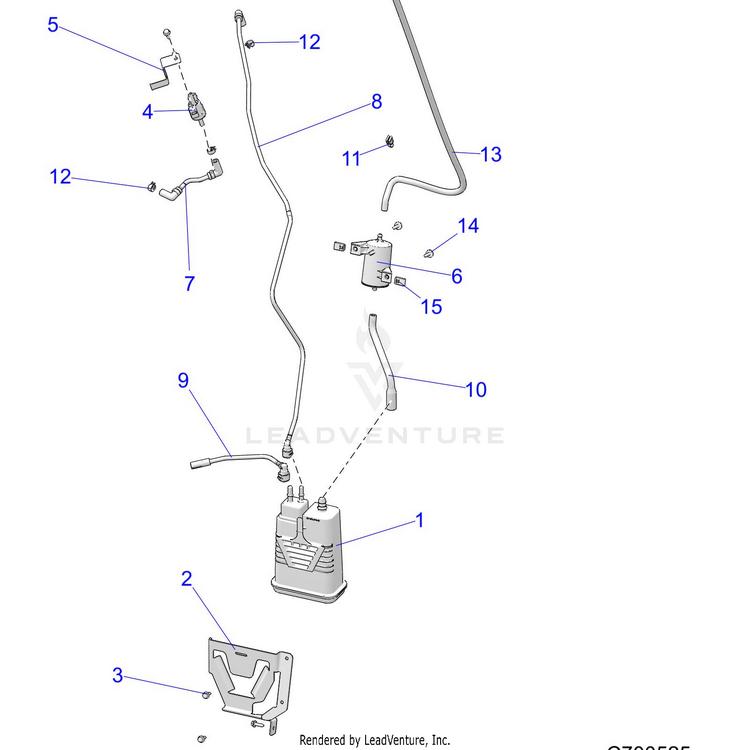 An Image of a Genuine Polaris Parts Schematic Diagram showing the schematic - BODY: FUEL TANK EVAP - 2019 POLARIS RANGER CREW XP 1000 BACK COUNTRY