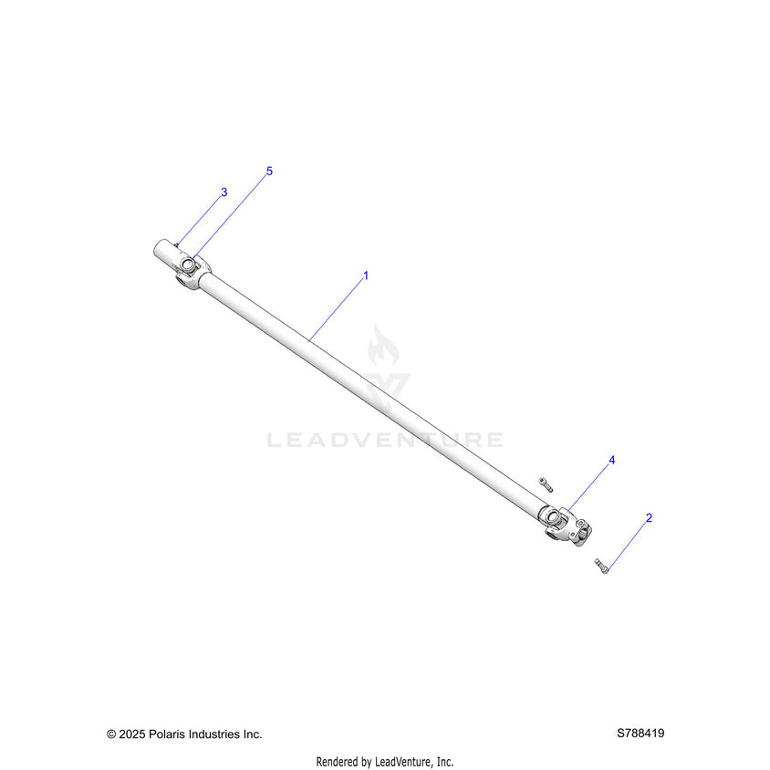 An Image of a Genuine Polaris Parts Schematic Diagram showing the schematic - DRIVE TRAIN: PROP SHAFT - 2026 POLARIS RANGER 500