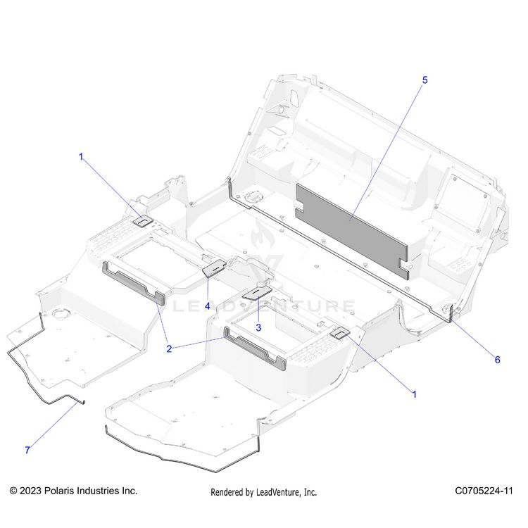 An Image of a Genuine Polaris Parts Schematic Diagram showing the schematic - BODY: FOAM AND LINERS - 2024 POLARIS XPEDITION ADV 5 NORTHSTAR