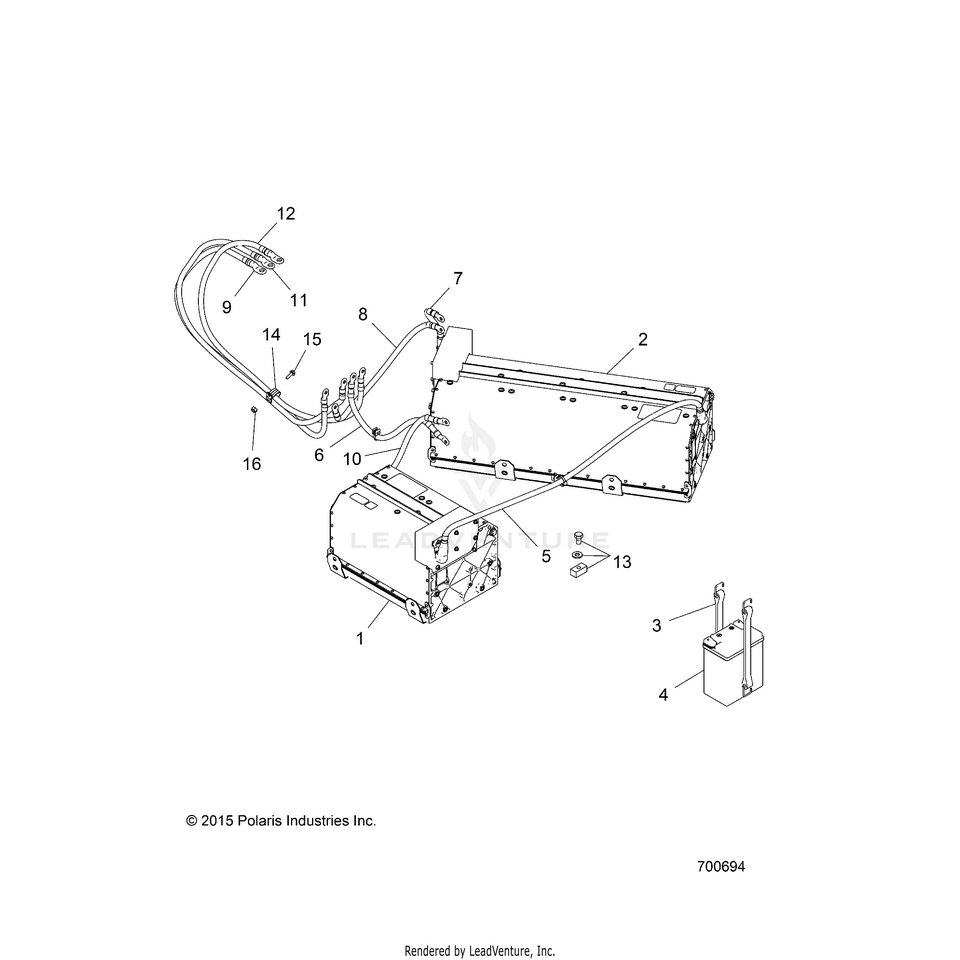 An Image of a Genuine Polaris Parts Schematic Diagram showing the schematic - ELECTRICAL: BATTERY - 2016 POLARIS RANGER EV LIION