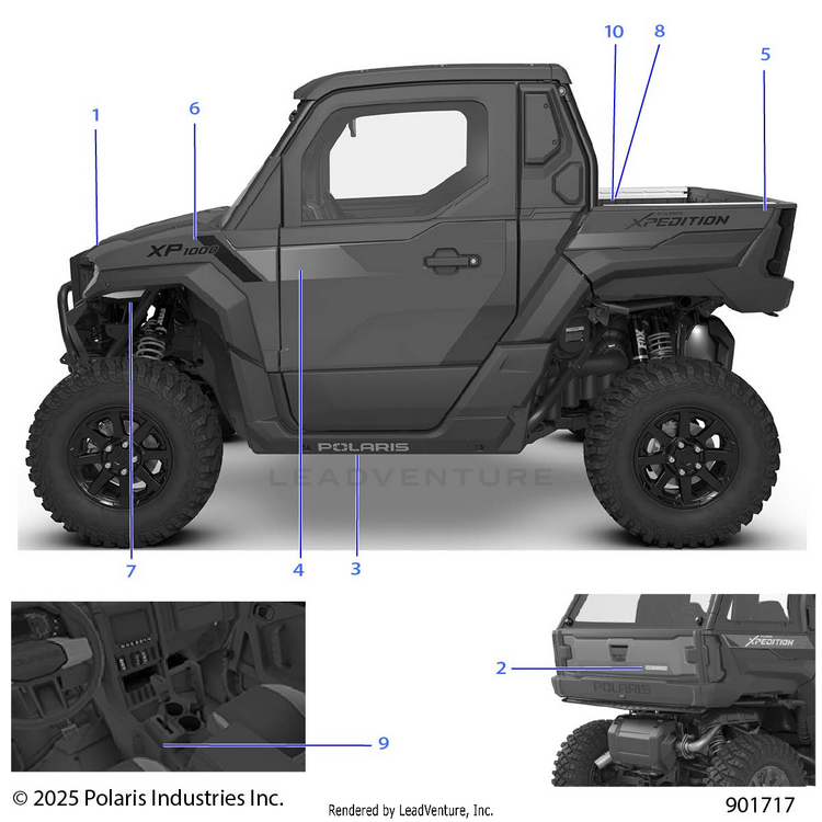 An Image of a Genuine Polaris Parts Schematic Diagram showing the schematic - BODY: DECALS GRAPHICS (3) - 2026 POLARIS XPEDITION XP NORTHSTAR