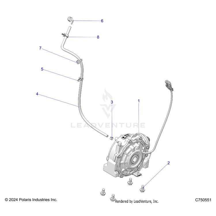 An Image of a Genuine Polaris Parts Schematic Diagram showing the schematic - DRIVE TRAIN: FRONT GEARCASE MOUNTING - 2025 POLARIS GENERAL XP 4 1000 PREMIUM