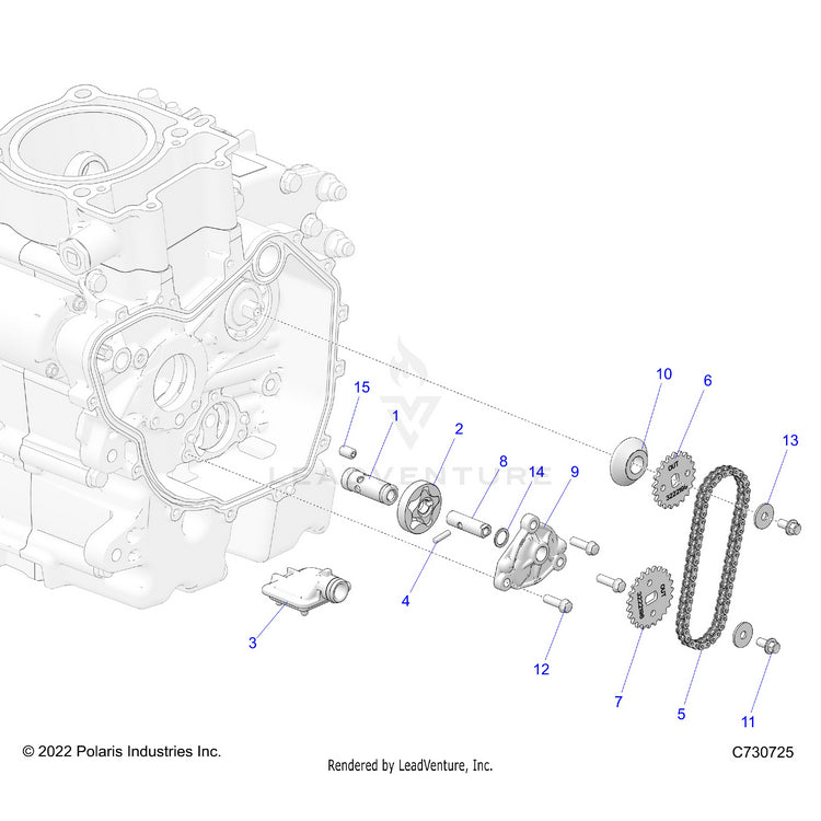 An Image of a Genuine Polaris Parts Schematic Diagram showing the schematic - ENGINE: OIL PUMP - 2024 POLARIS RANGER 570 FULL SIZE