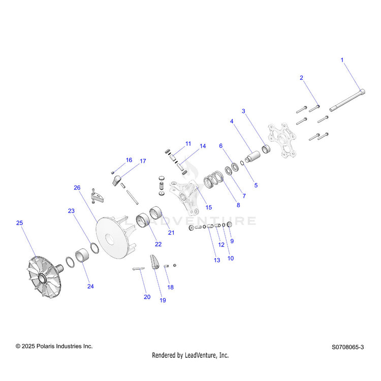 An Image of a Genuine Polaris Parts Schematic Diagram showing the schematic - DRIVE TRAIN: CLUTCH PRIMARY - 2026 POLARIS RANGER 1000 CREW EPS