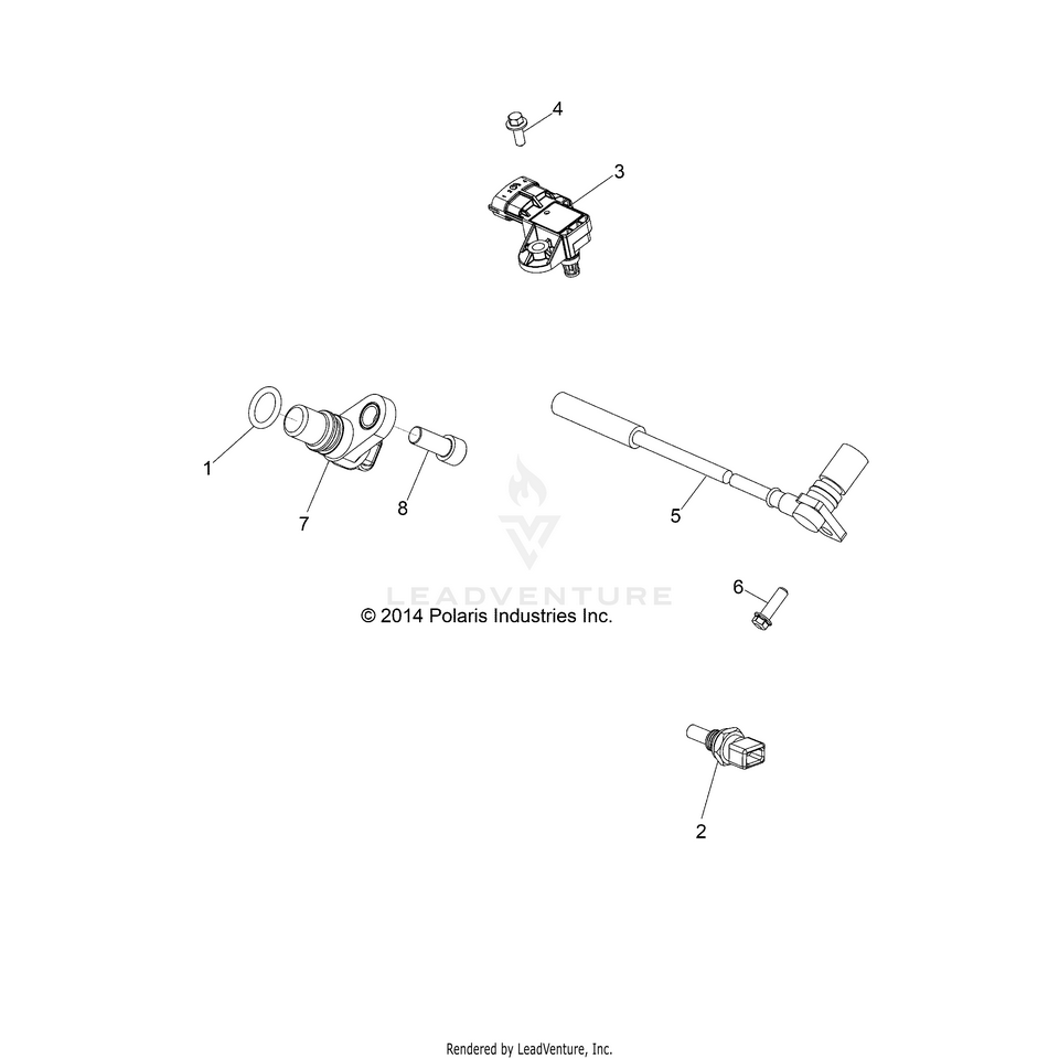 An Image of a Genuine Polaris Parts Schematic Diagram showing the schematic - ELECTRICAL: SENSORS - 2015 POLARIS RANGER CREW 570 EFI FULL SIZE