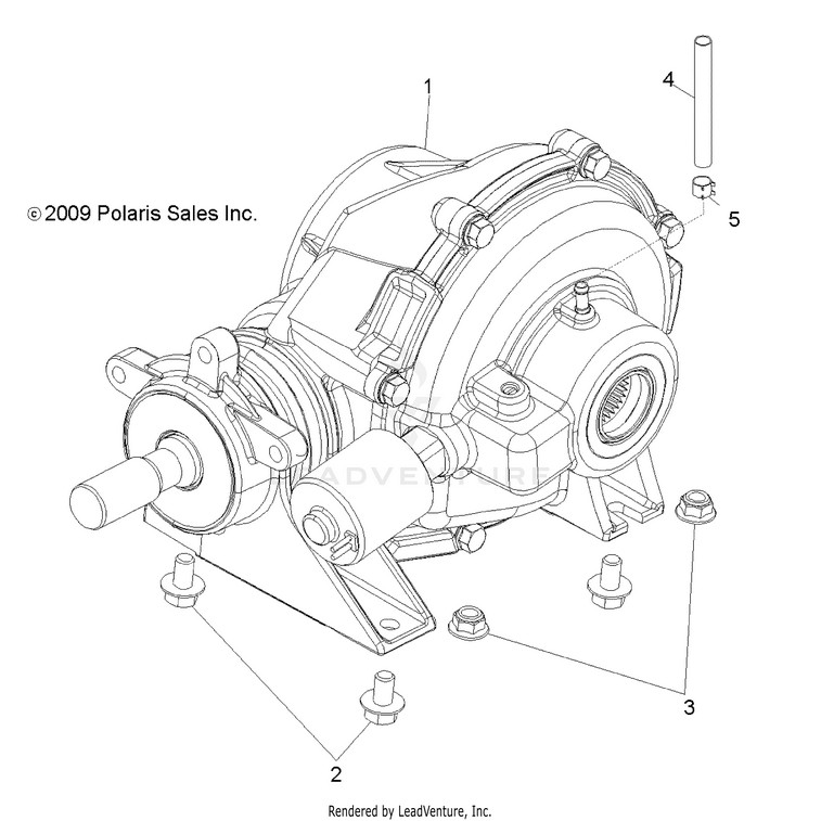 An Image of a Genuine Polaris Parts Schematic Diagram showing the schematic - DRIVE TRAIN: REAR GEARCASE MOUNTING - 2016 POLARIS RANGER 800 6X6