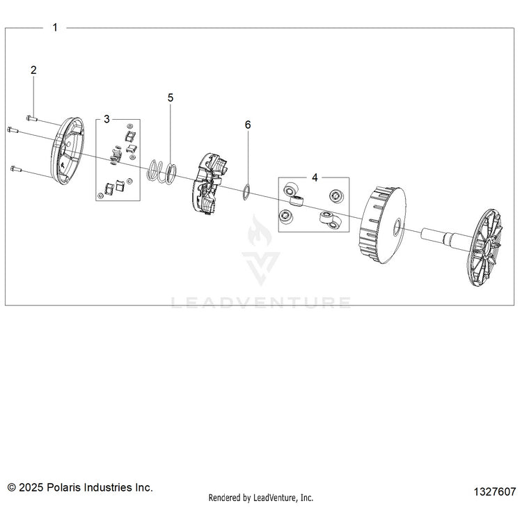 An Image of a Genuine Polaris Parts Schematic Diagram showing the schematic - DRIVE TRAIN: CLUTCH PRIMARY - 2026 POLARIS RANGER 500
