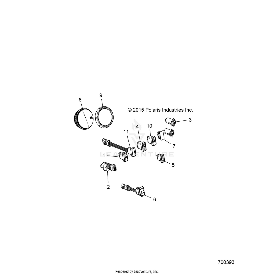 An Image of a Genuine Polaris Parts Schematic Diagram showing the schematic - ELECTRICAL: DASH CONTROLS - 2016 POLARIS RANGER 900 XP