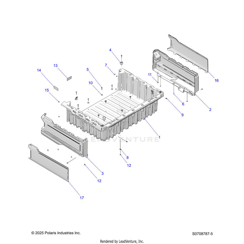 An Image of a Genuine Polaris Parts Schematic Diagram showing the schematic - BODY: BOX ASSEMBLY - 2026 POLARIS RANGER 570 CREW EPS