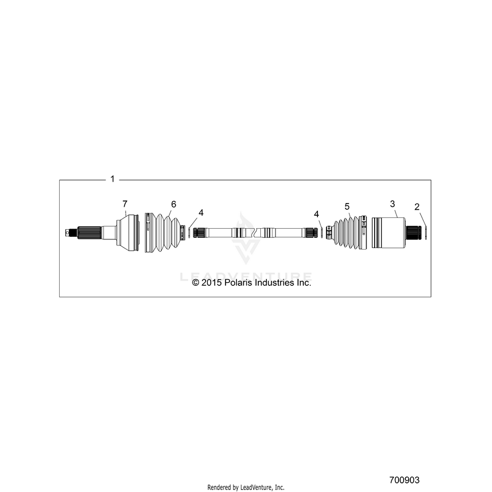 An Image of a Genuine Polaris Parts Schematic Diagram showing the schematic - DRIVE TRAIN: REAR DRIVE SHAFT (TO 7/17/2017) - 2017 POLARIS RANGER CREW XP 1000 EPS