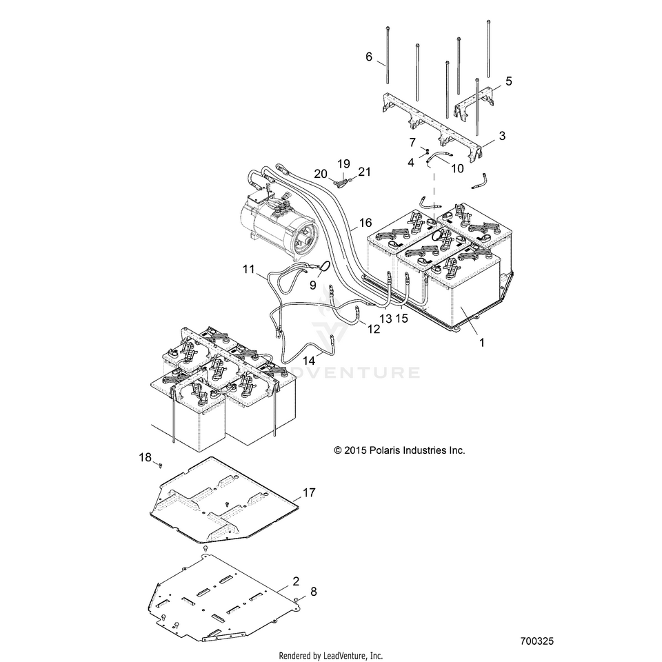 An Image of a Genuine Polaris Parts Schematic Diagram showing the schematic - ELECTRICAL: BATTERY - 2021 POLARIS RANGER EV