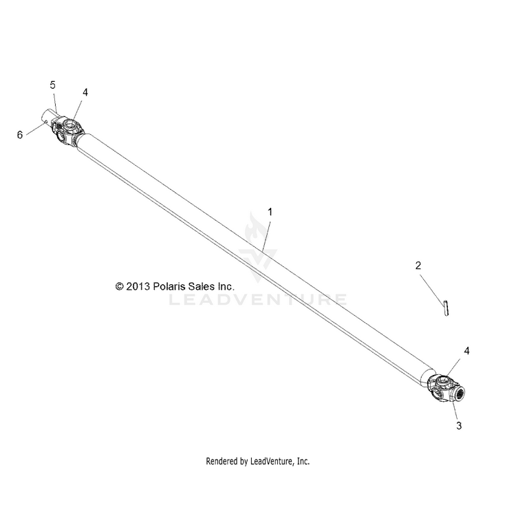 An Image of a Genuine Polaris Parts Schematic Diagram showing the schematic - DRIVE TRAIN: FRONT PROP SHAFT - 2016 POLARIS RANGER HST