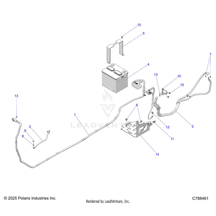 An Image of a Genuine Polaris Parts Schematic Diagram showing the schematic - ELECTRICAL: BATTERY - 2026 POLARIS RANGER 1000 XP CREW PREMIUM