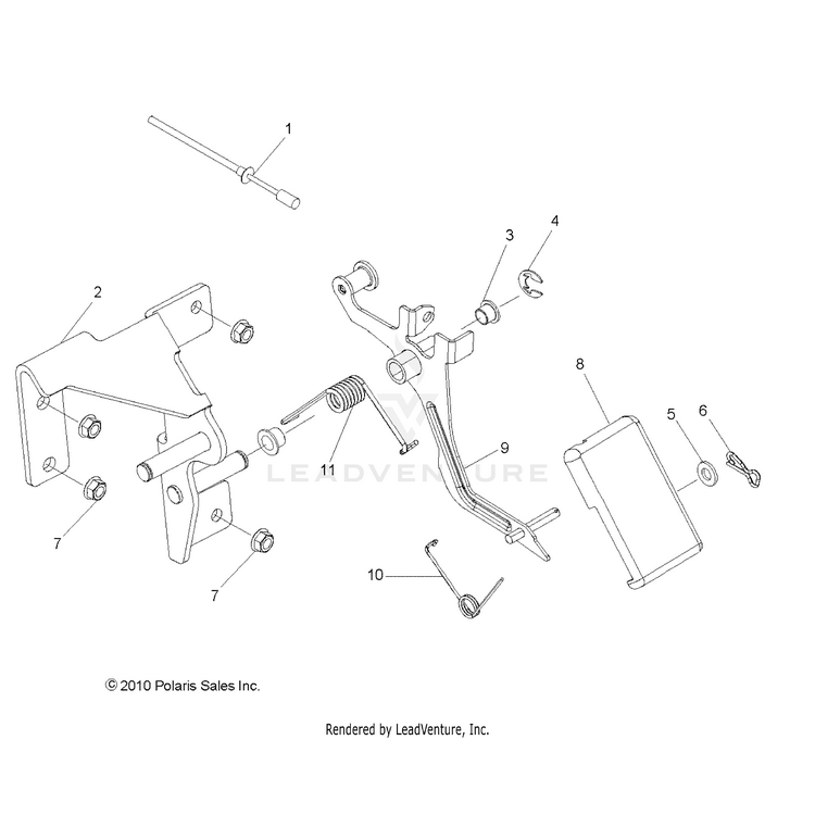 An Image of a Genuine Polaris Parts Schematic Diagram showing the schematic - ENGINE: THROTTLE PEDAL - 2015 POLARIS RANGER 800 6X6