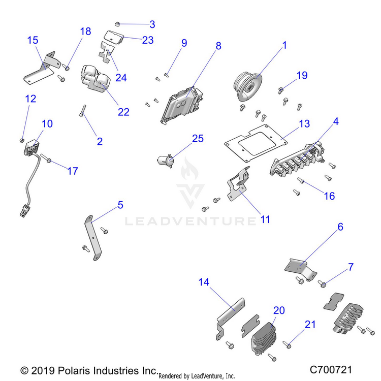 An Image of a Genuine Polaris Parts Schematic Diagram showing the schematic - ELECTRICAL: WIRE HARNESS COMPONENTS - 2020 POLARIS RANGER CREW XP 1000 BACK COUNTRY FACTORY CHOICE