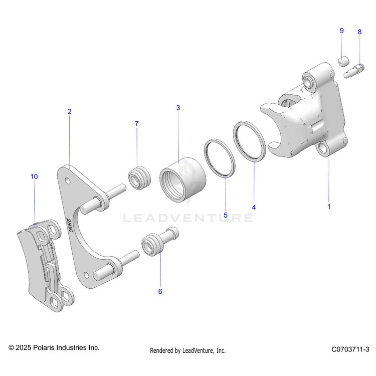 An Image of a Genuine Polaris Parts Schematic Diagram showing the schematic - BRAKES: REAR CALIPER - 2026 POLARIS GENERAL XP 1000 PREMIUM