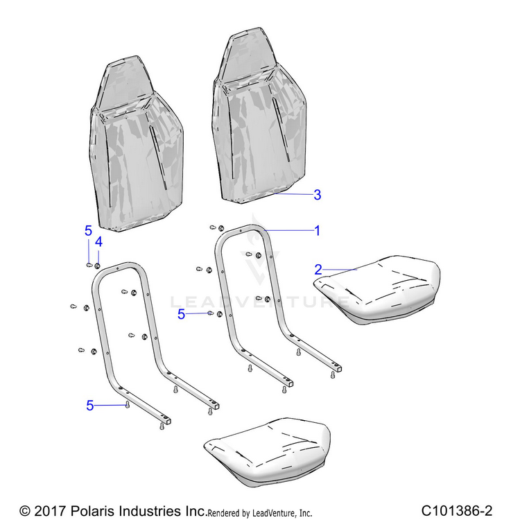 An Image of a Genuine Polaris Parts Schematic Diagram showing the schematic - BODY: SEAT - 2025 POLARIS RANGER 150 EFI MD