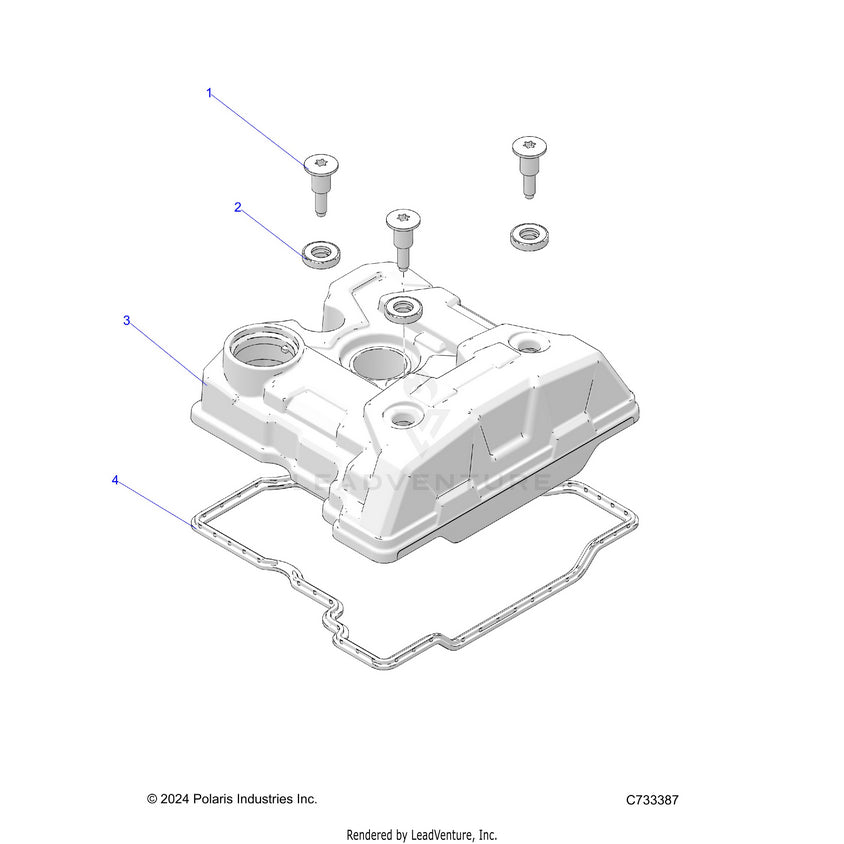 An Image of a Genuine Polaris Parts Schematic Diagram showing the schematic - ENGINE: VALVE COVER - 2024 POLARIS RANGER 570 CREW NORTHSTAR