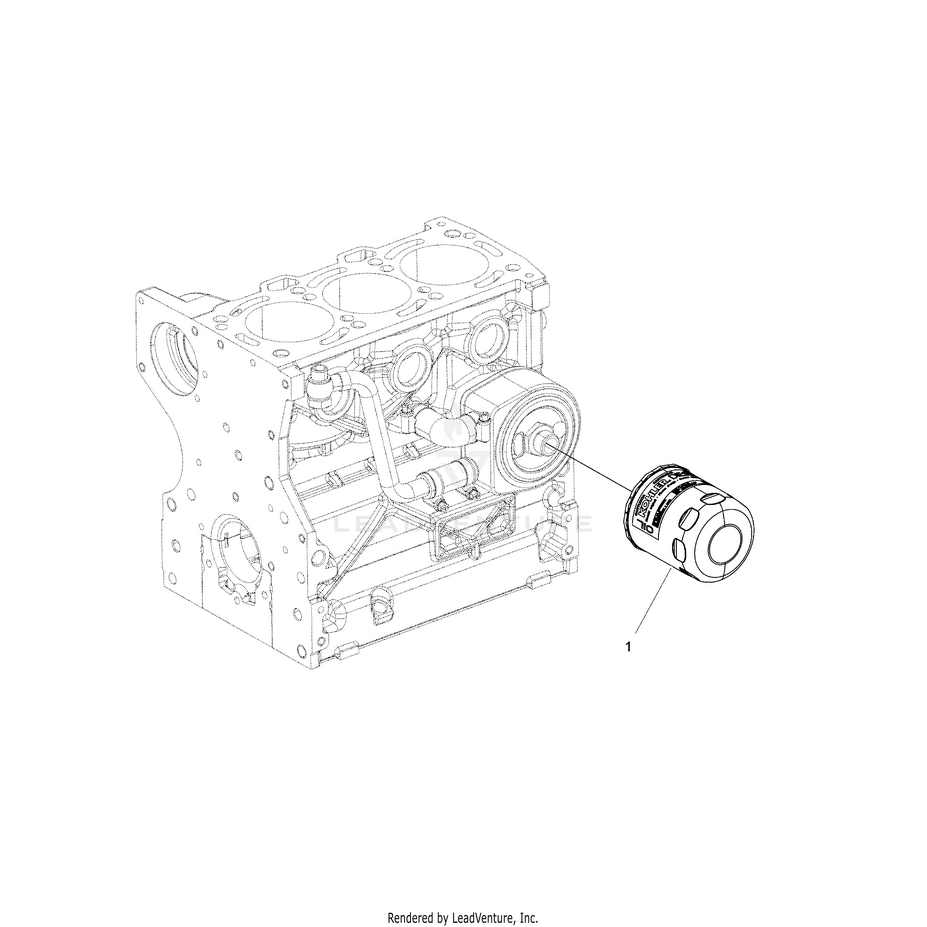 An Image of a Genuine Polaris Parts Schematic Diagram showing the schematic - ENGINE: OIL FILTER - 2016 POLARIS RANGER HST
