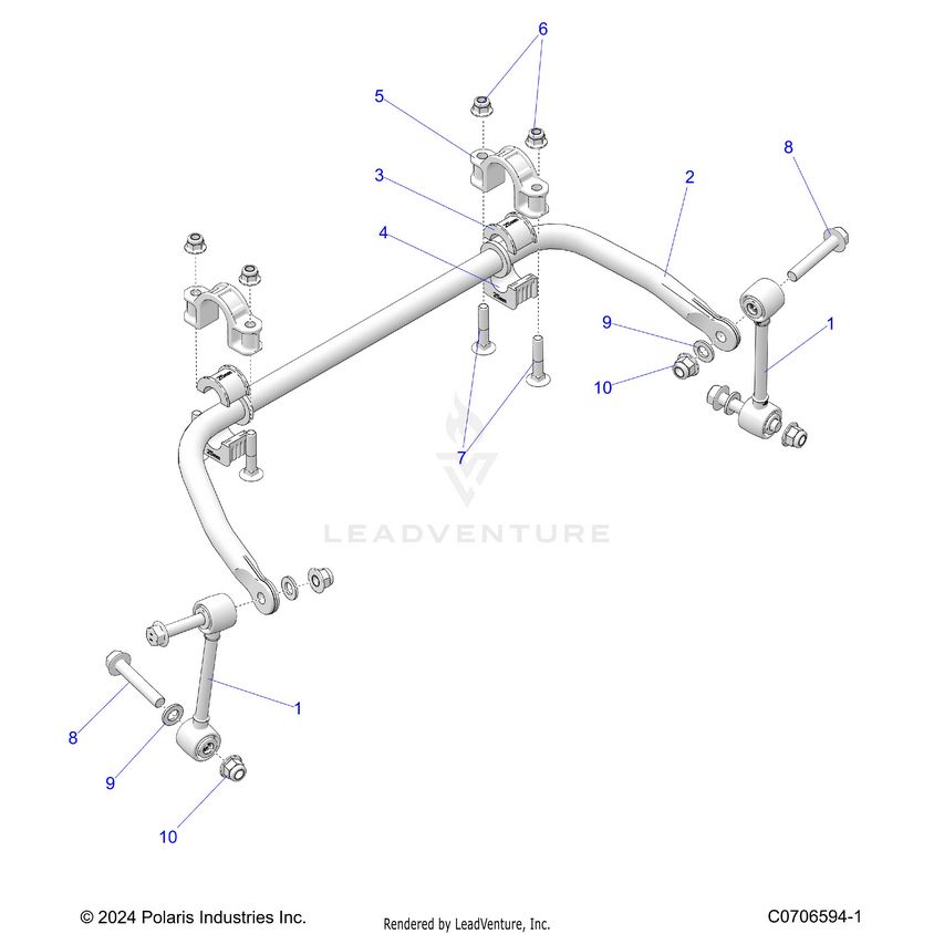 An Image of a Genuine Polaris Parts Schematic Diagram showing the schematic - SUSPENSION: REAR STABILIZER BAR - 2024 POLARIS XPEDITION XP5 NORTHSTAR