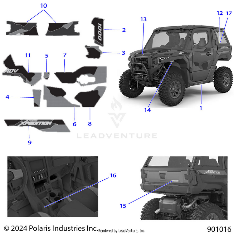 An Image of a Genuine Polaris Parts Schematic Diagram showing the schematic - BODY: DECALS GRAPHICS (2) - 2025 POLARIS XPEDITION ADV NORTHSTAR